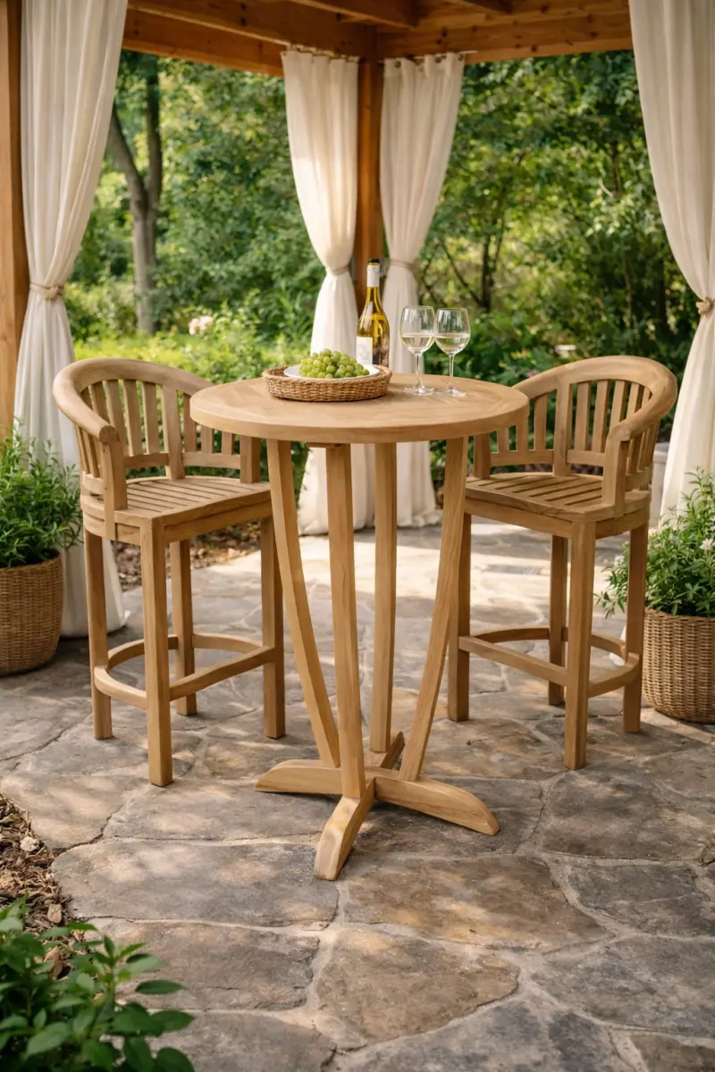 Bartisch Rund aus Teakholz Damla