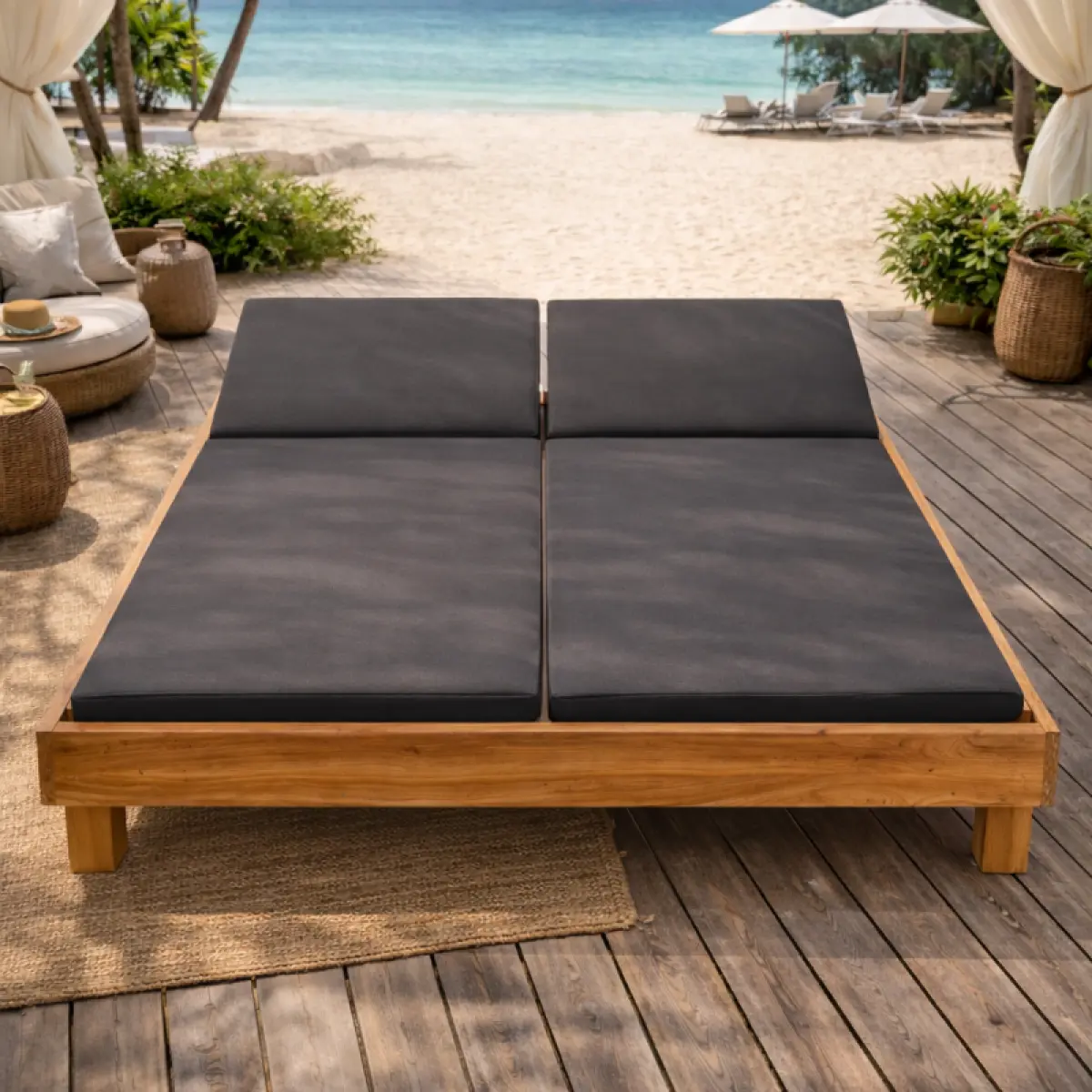Doppelliege Moli aus Teakholz
