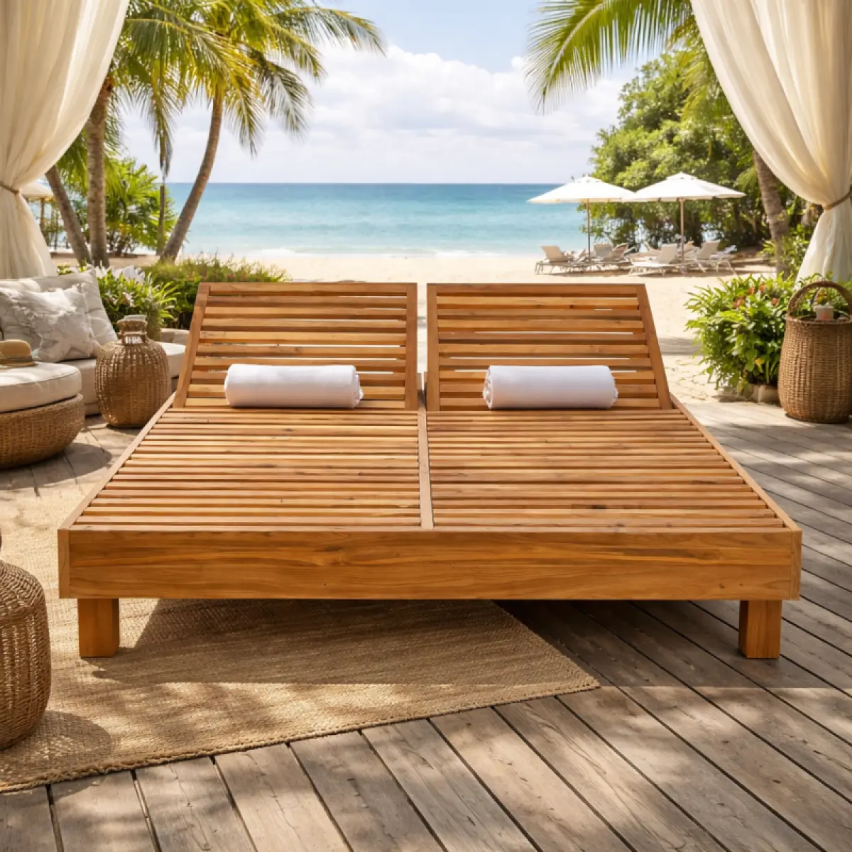 Doppelliege Moli aus Teakholz