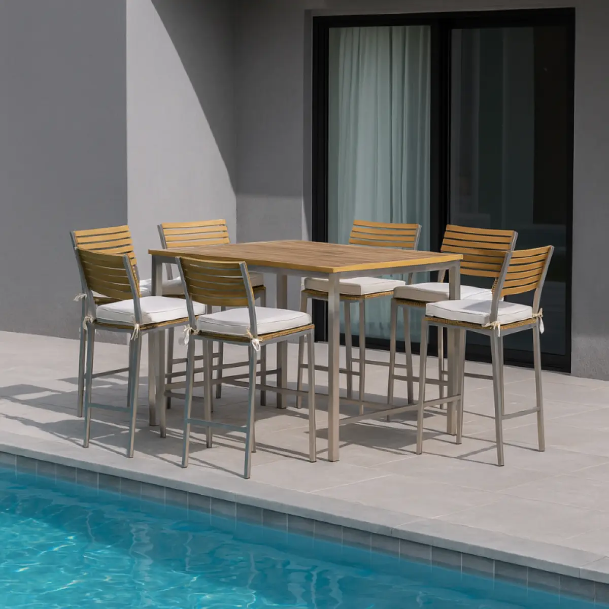 Garten Barstuhl aus Teakholz Memory