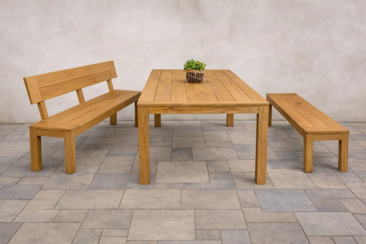 Gartenbank aus Teakholz Mamba mit Rückenlehne