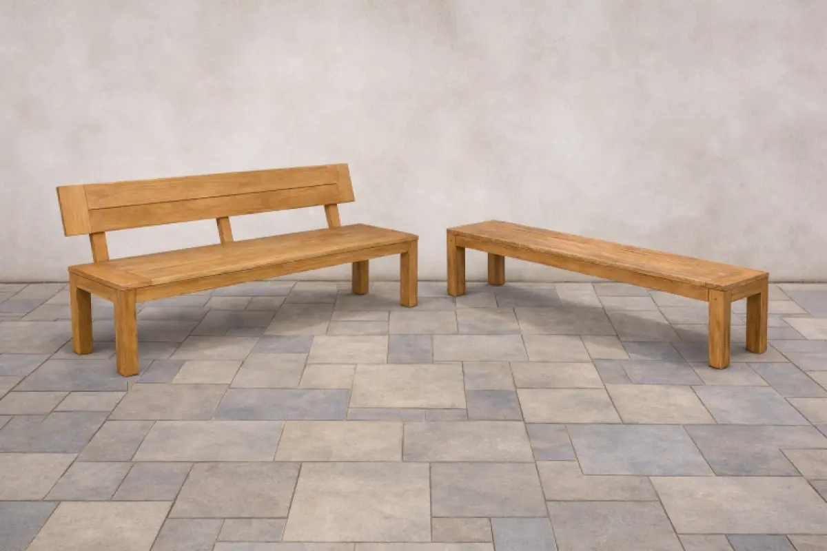 Gartenbank aus Teakholz Mamba mit Rückenlehne