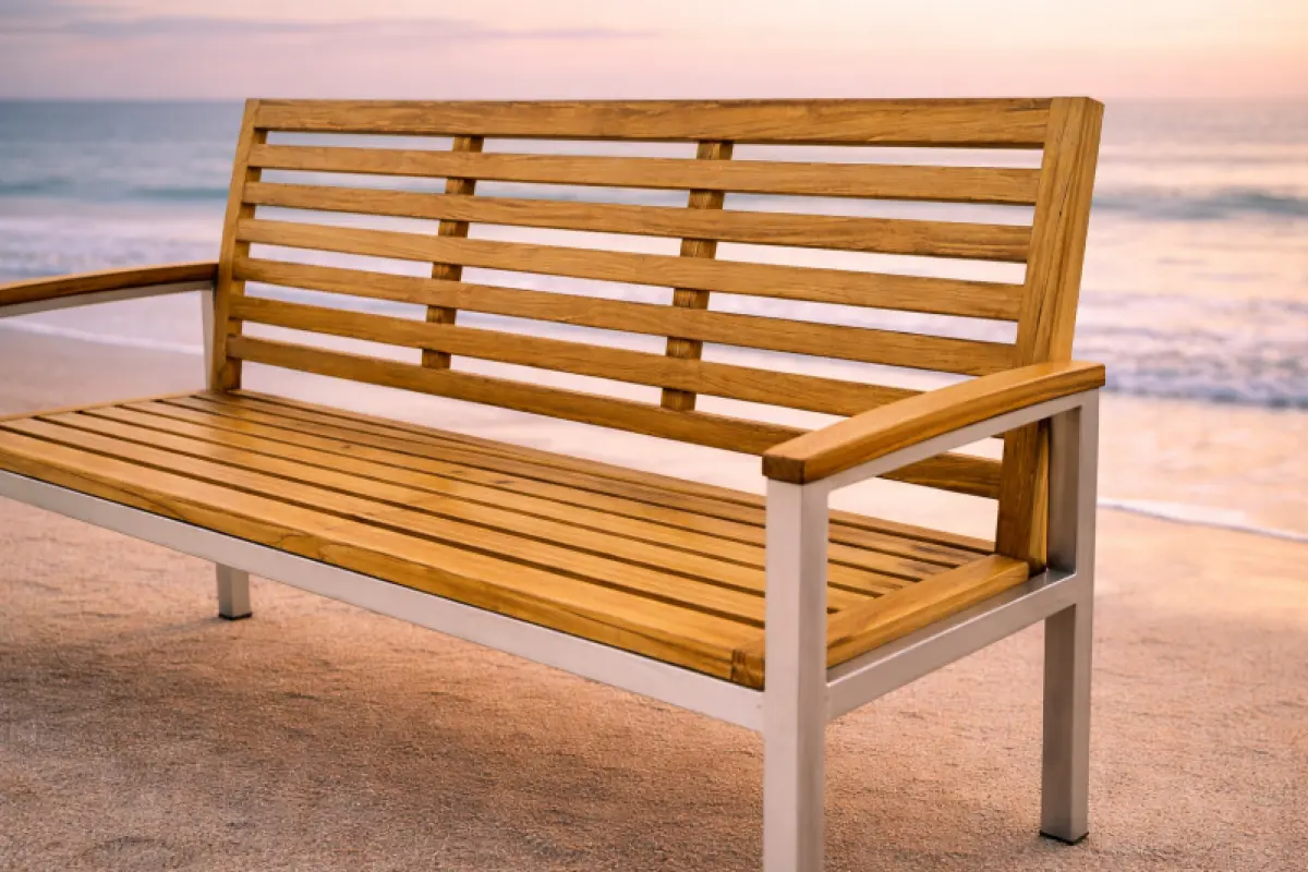 Gartenbank aus Teakholz Memory mit Armlehne 