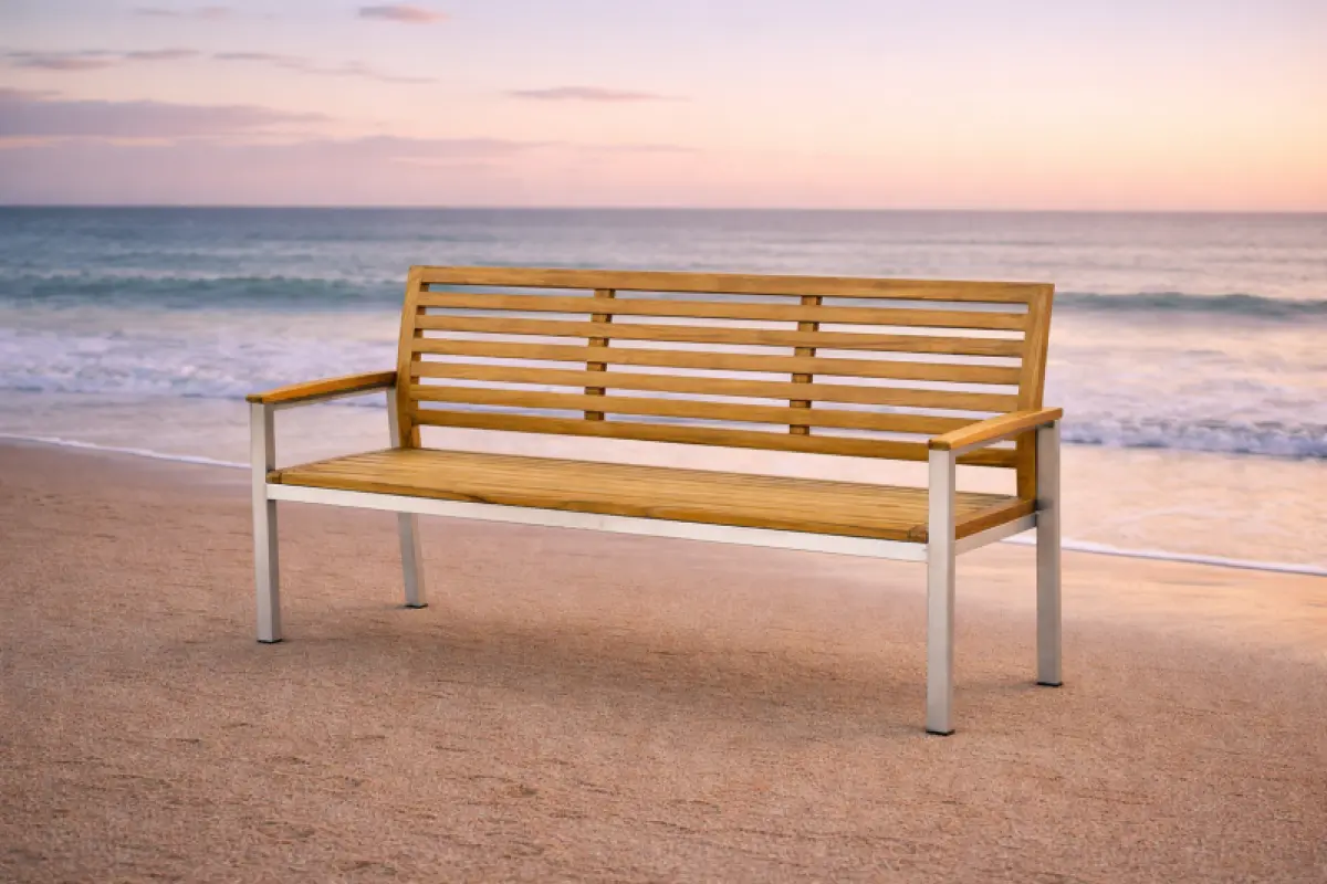 Gartenbank aus Teakholz Memory mit Armlehne 