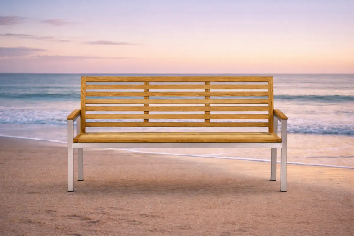 Gartenbank aus Teakholz Memory mit Armlehne 