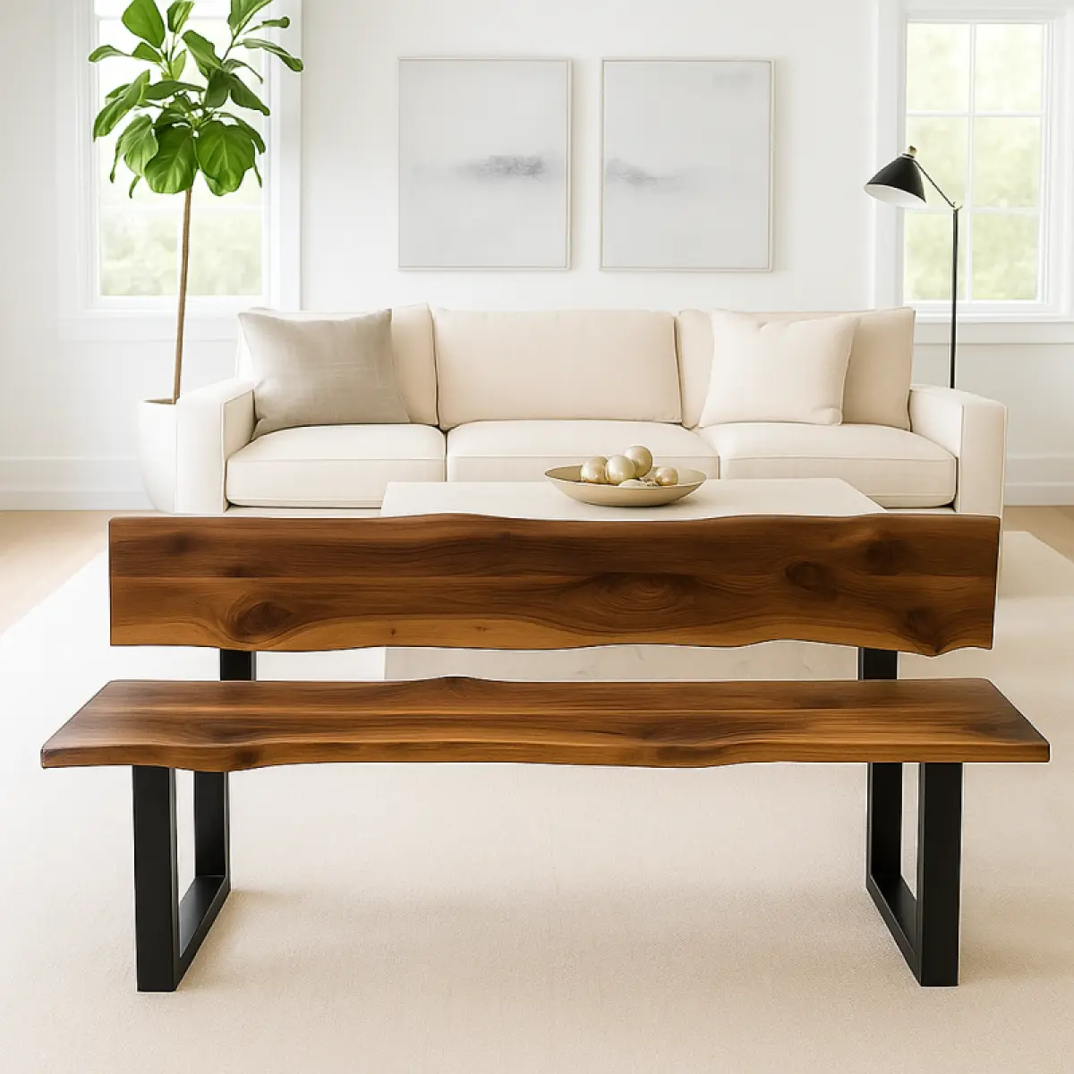 Indoor Bank Kaman Natur Kantig