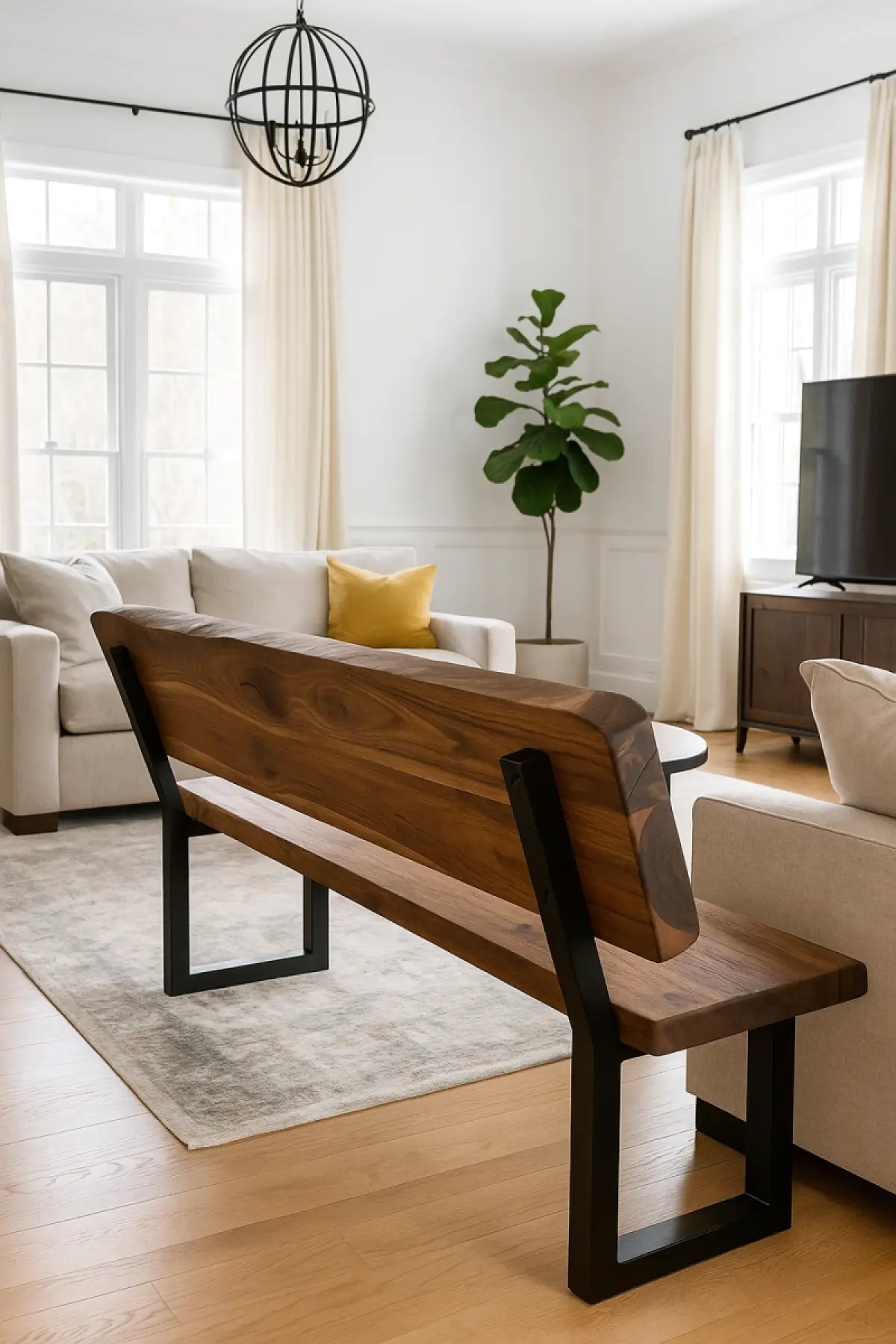 Indoor Bank Kaman Natur Kantig