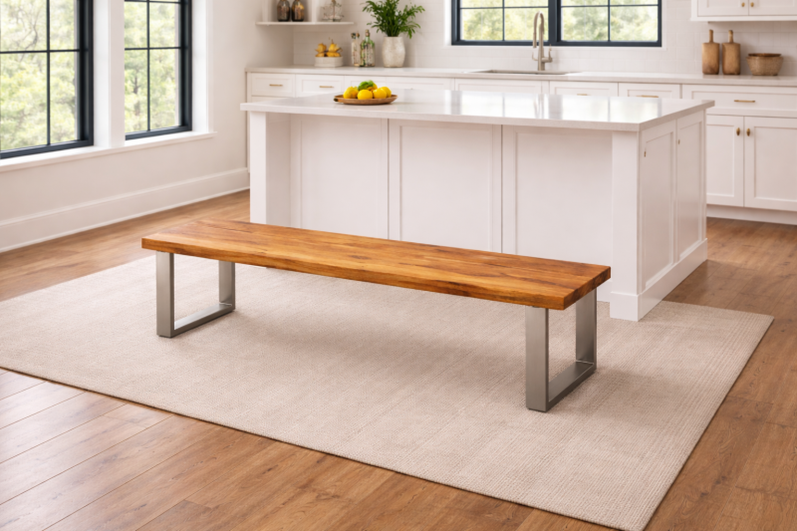 Bank Kaman gerade Kantig ohne Rücken