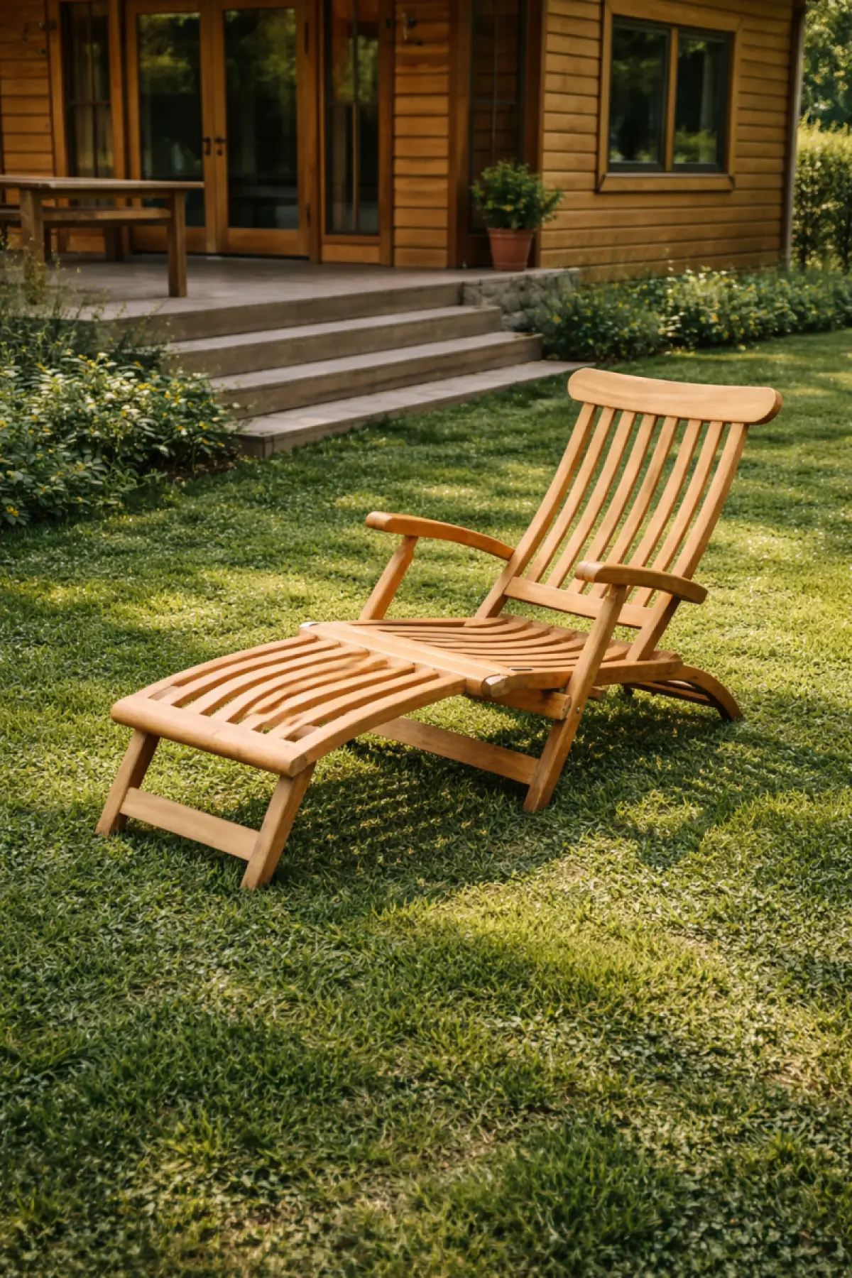 Klappbarer Liegestuhl  aus Teakholz Rossi