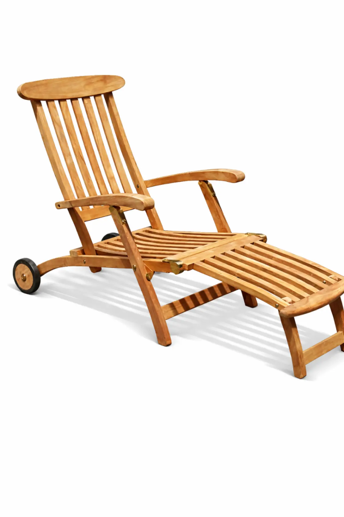 Klappbarer Liegestuhl aus Teakholz Rossi mit Räder