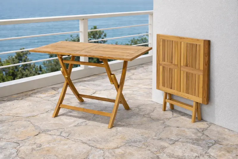Klappbarer Teakholz Tisch Pula Rechteckig