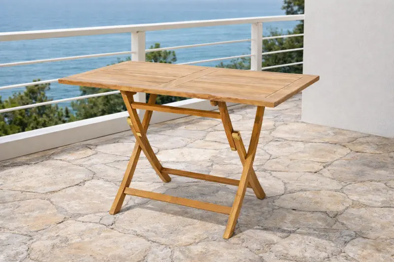 Klappbarer Teakholz Tisch Pula Rechteckig