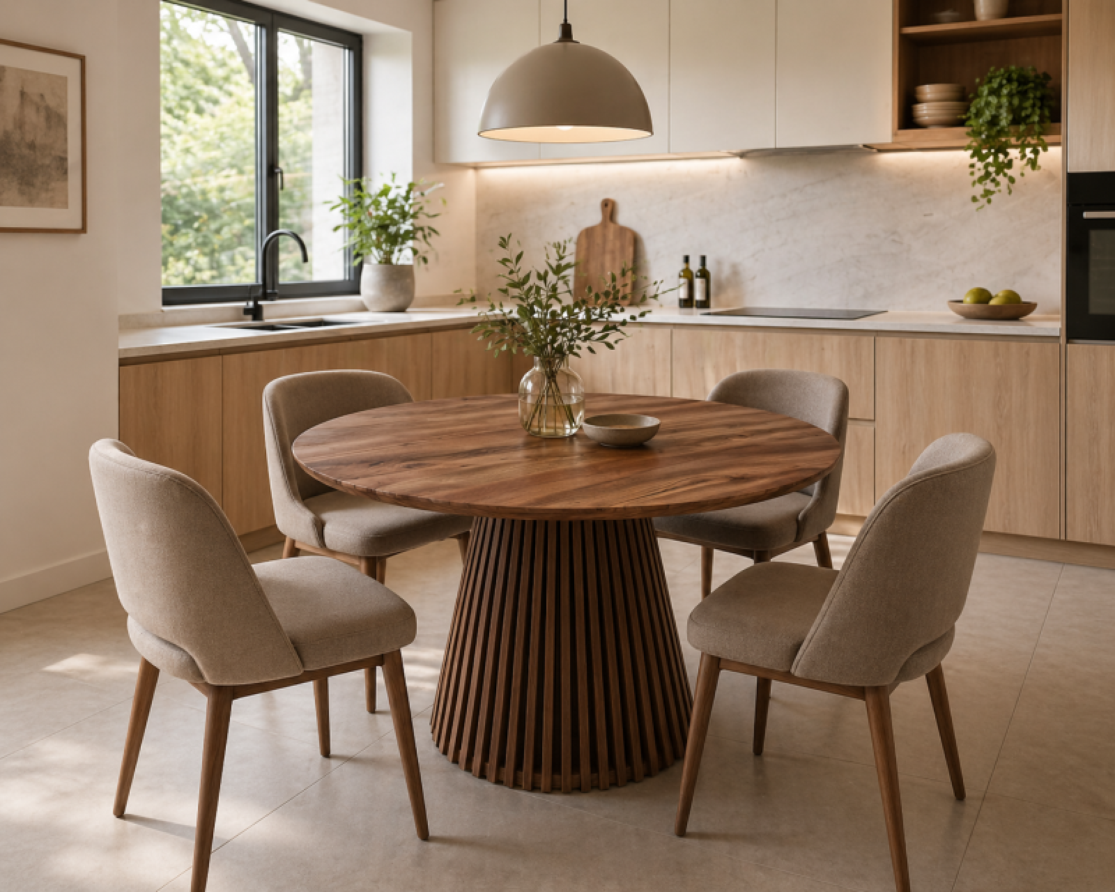 Runder Esstisch Monte Carlo aus Nuss