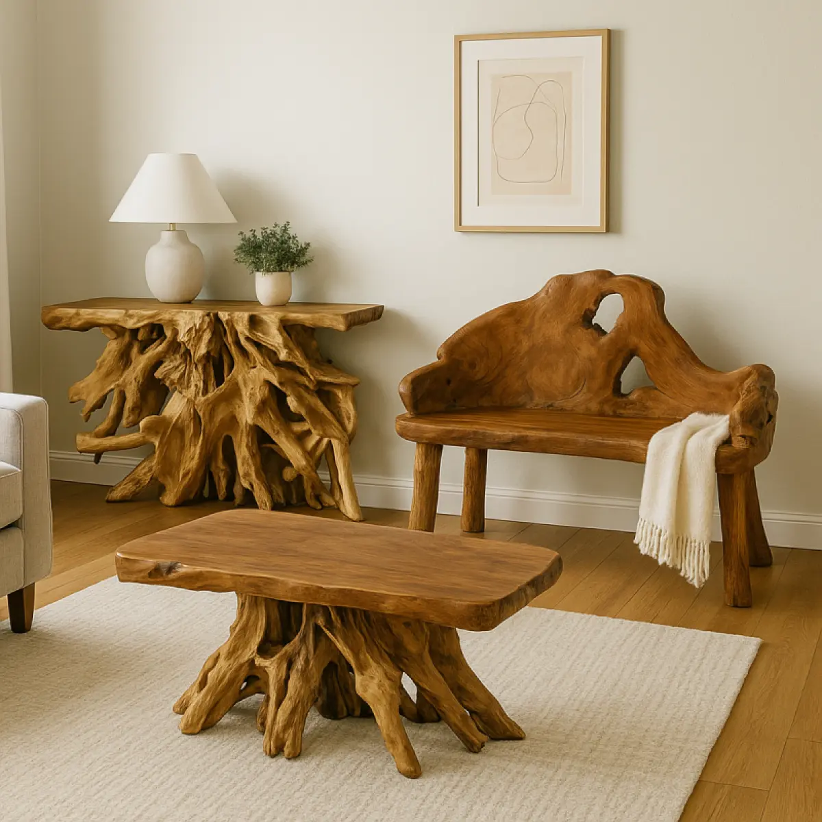 Teak Wurzelbank Almata