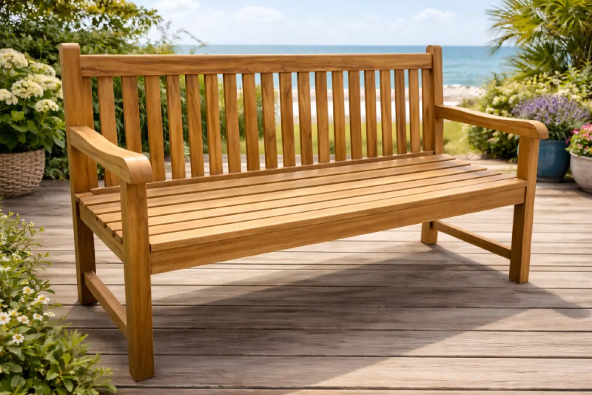 Teakholz Gartenbank Klasso mit Armlehne