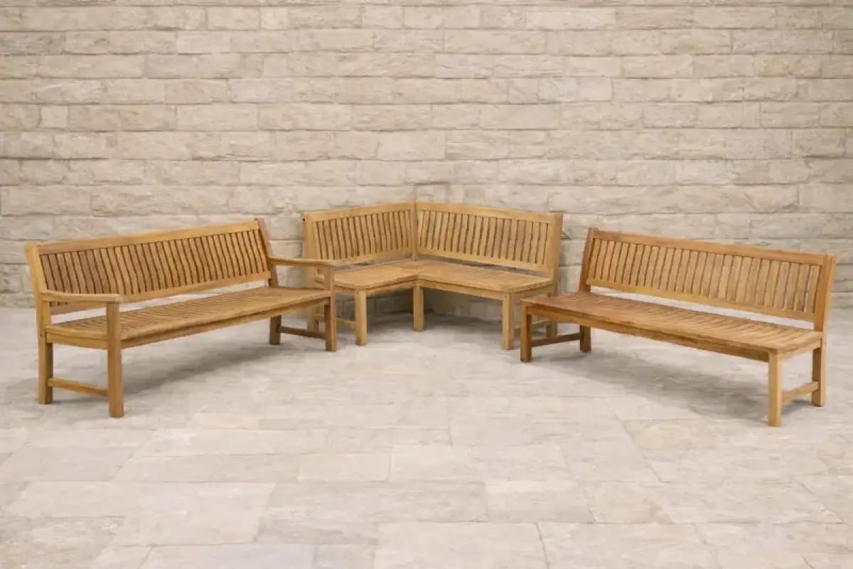 Teakholz Gartenbank Rio mit Armlehnen