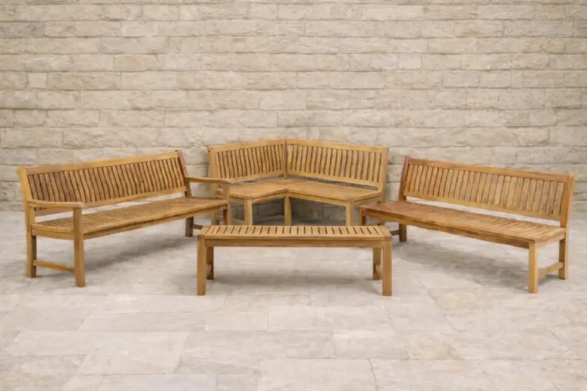 Teakholz Gartenbank Rio mit Armlehnen