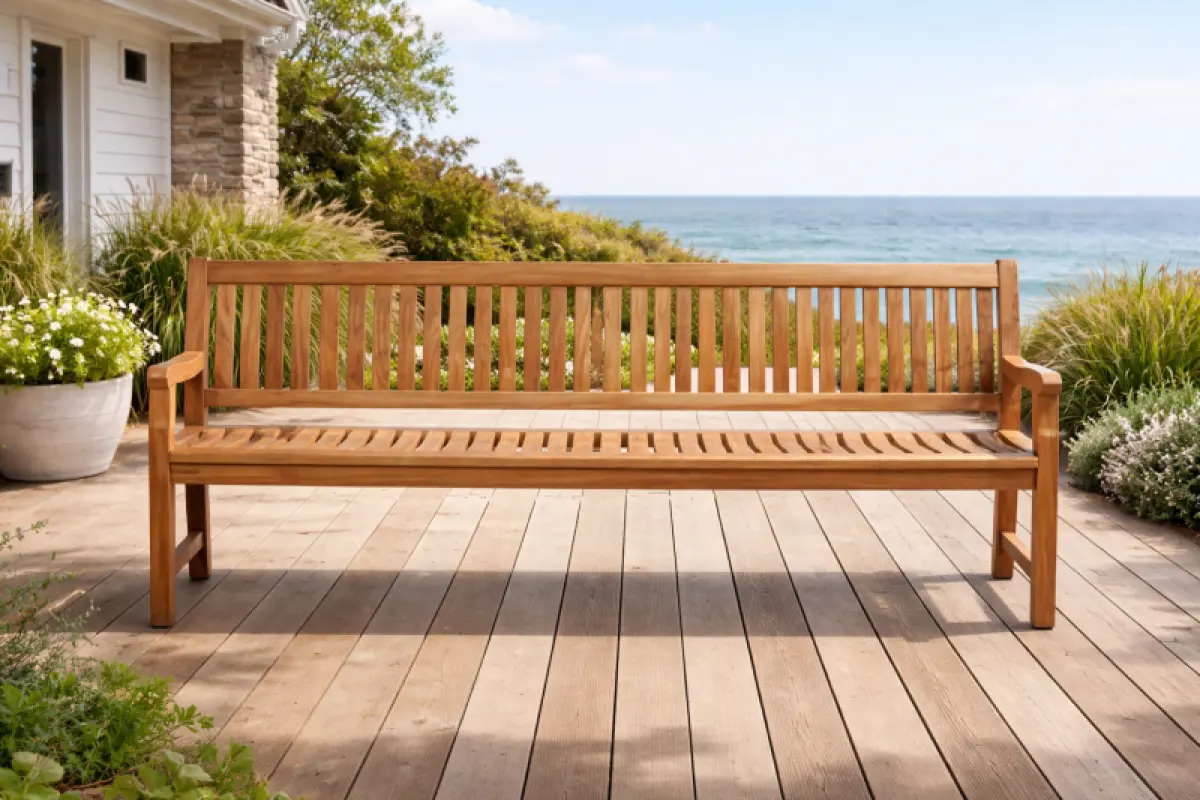 Teakholz Gartenbank Rio mit Armlehnen