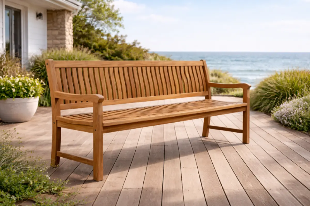 Teakholz Gartenbank Rio mit Armlehnen
