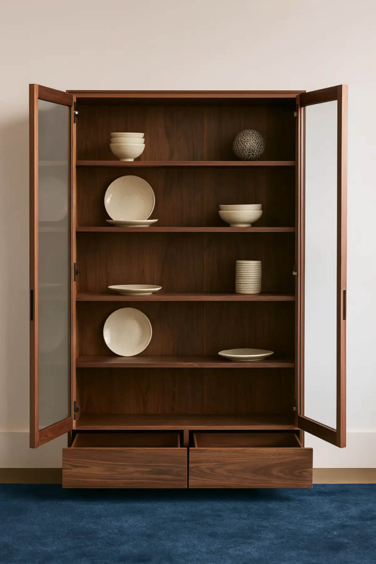 Vitrinen Schrank Kemo Walnuss