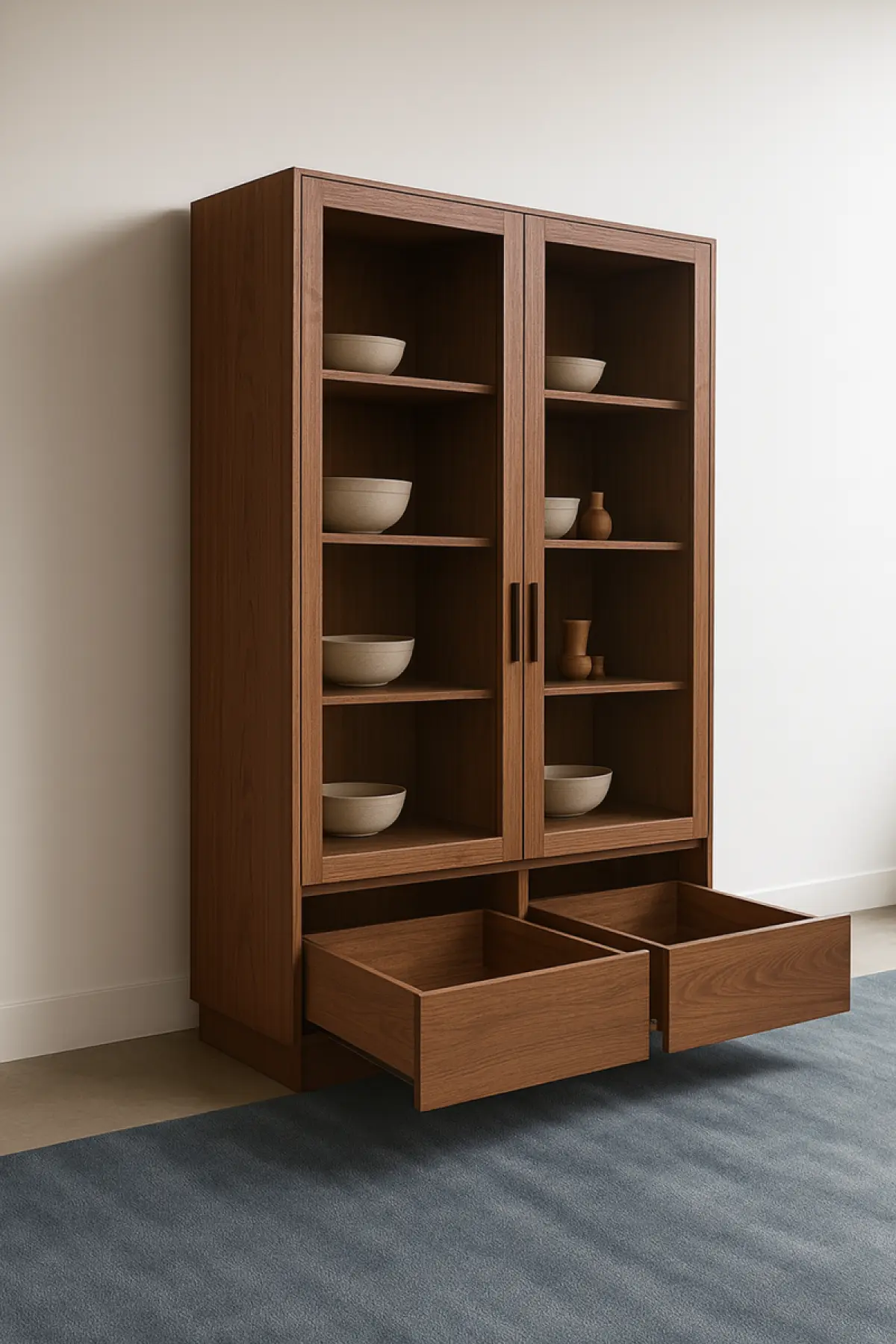 Vitrinen Schrank Kemo Walnuss