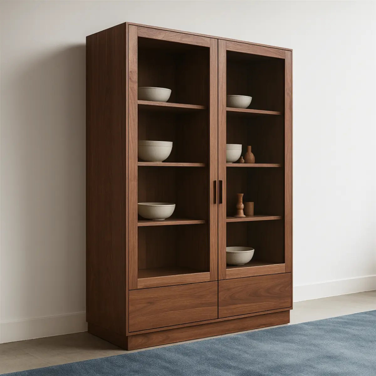 Vitrinen Schrank Kemo Walnuss